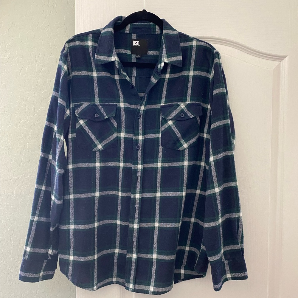 RSQ Men's Blue Plaid Shirt